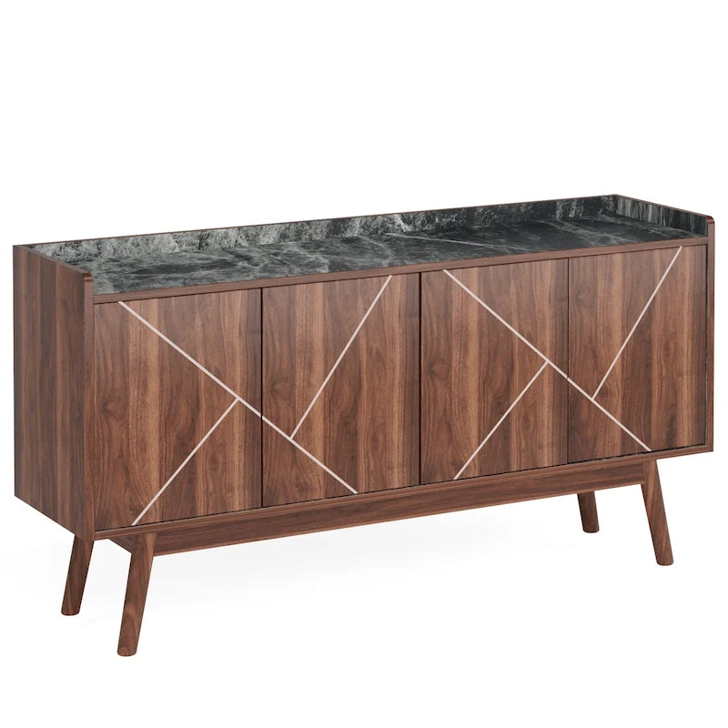 Meuble de rangement buffet de cuisine de 55 pouces avec portes pour bar à café