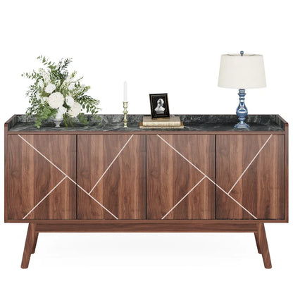 Meuble de rangement buffet de cuisine de 55 pouces avec portes pour bar à café