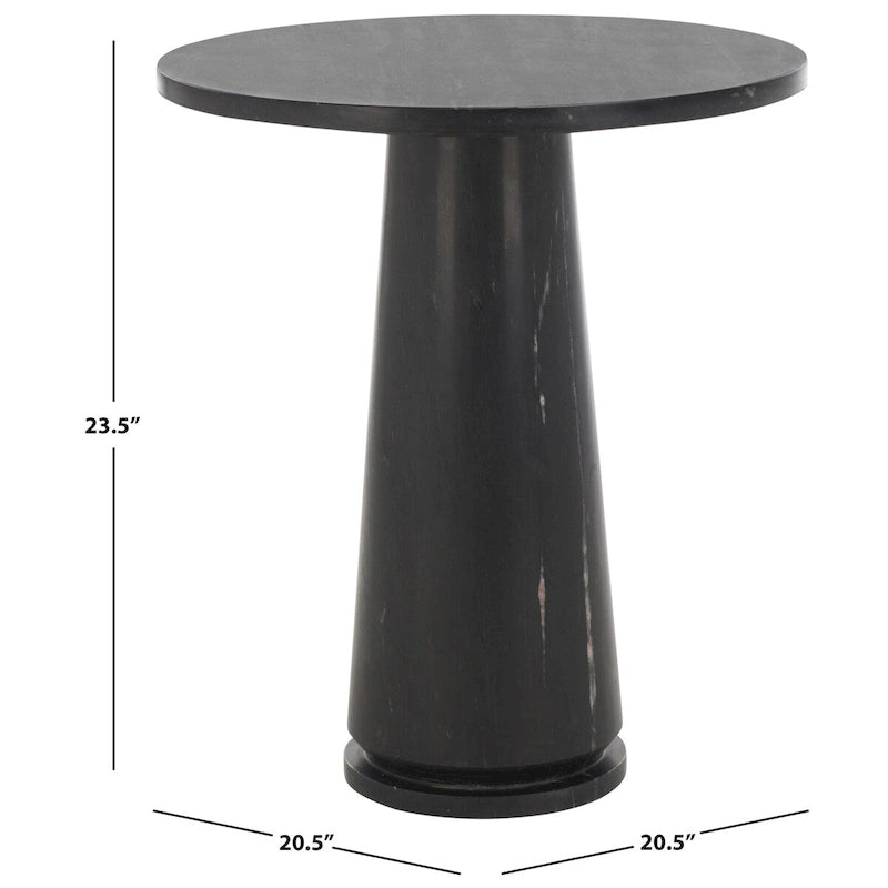 Table d'appoint ronde haute en marbre - 56 cm L x 53 cm P x 61 cm H - 56x53x61