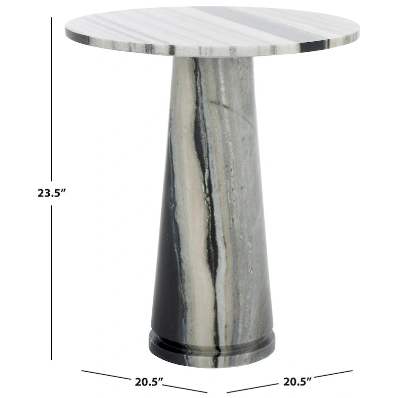 Table d'appoint ronde haute en marbre - 56 cm L x 53 cm P x 61 cm H - 56x53x61
