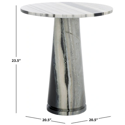 Table d'appoint ronde haute en marbre - 56 cm L x 53 cm P x 61 cm H - 56x53x61