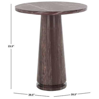Table d'appoint ronde haute en marbre - 56 cm L x 53 cm P x 61 cm H - 56x53x61