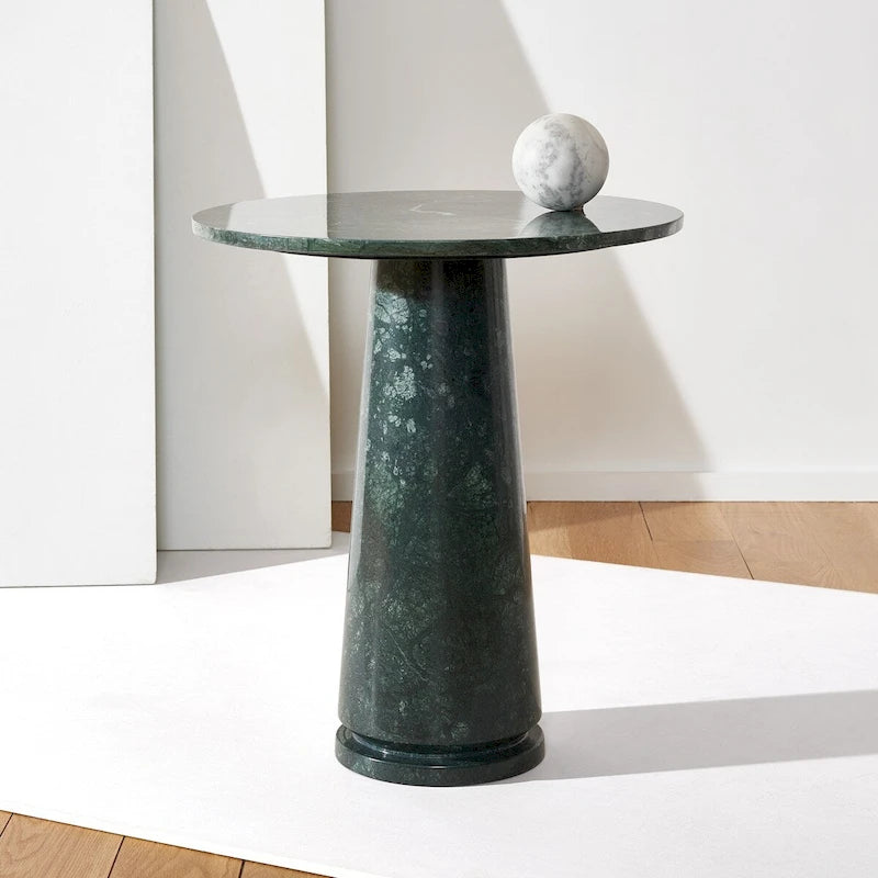 Table d'appoint ronde haute en marbre - 56 cm L x 53 cm P x 61 cm H - 56x53x61