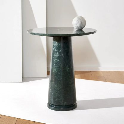 Table d'appoint ronde haute en marbre - 56 cm L x 53 cm P x 61 cm H - 56x53x61