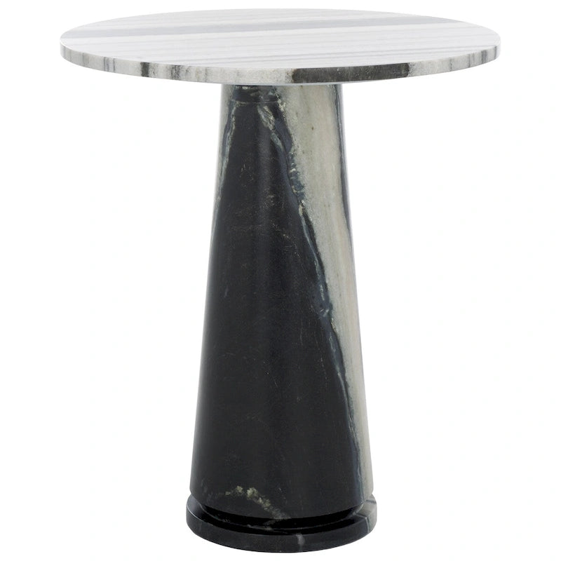 Table d'appoint ronde haute en marbre - 56 cm L x 53 cm P x 61 cm H - 56x53x61