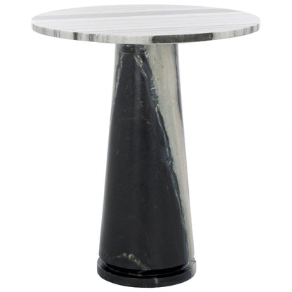 Table d'appoint ronde haute en marbre - 56 cm L x 53 cm P x 61 cm H - 56x53x61
