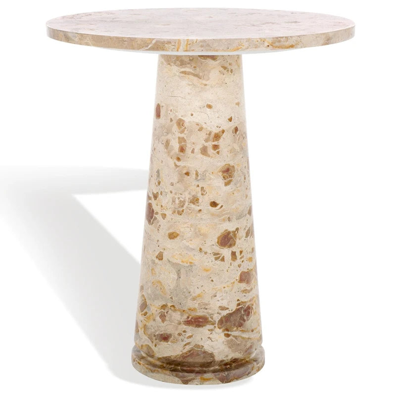 Table d'appoint ronde haute en marbre - 56 cm L x 53 cm P x 61 cm H - 56x53x61