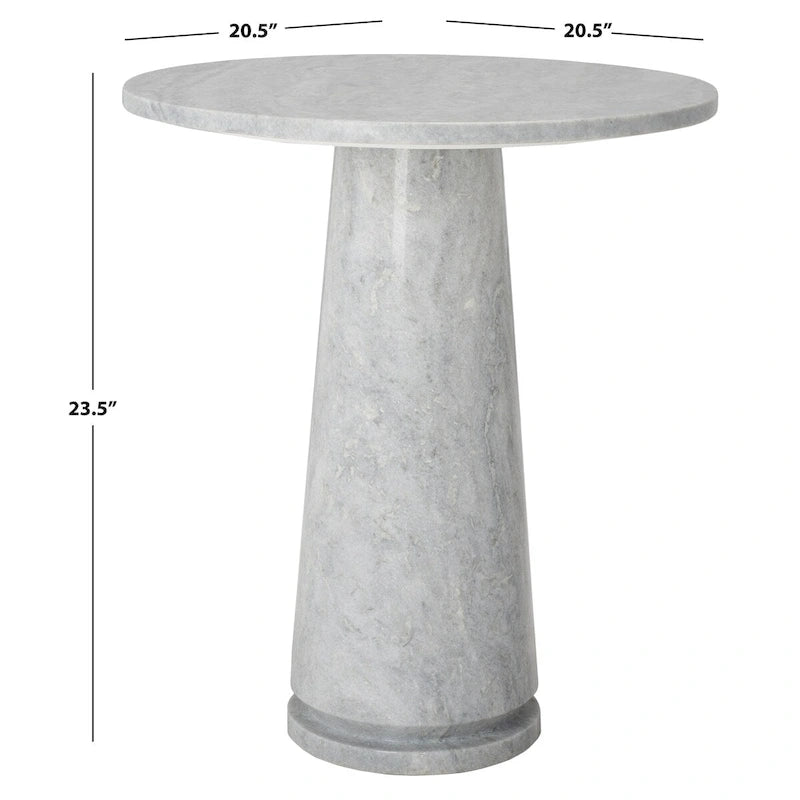 Table d'appoint ronde haute en marbre - 56 cm L x 53 cm P x 61 cm H - 56x53x61