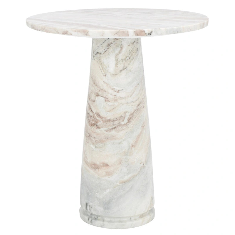 Table d'appoint ronde haute en marbre - 56 cm L x 53 cm P x 61 cm H - 56x53x61