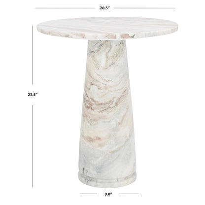 Table d'appoint ronde haute en marbre - 56 cm L x 53 cm P x 61 cm H - 56x53x61