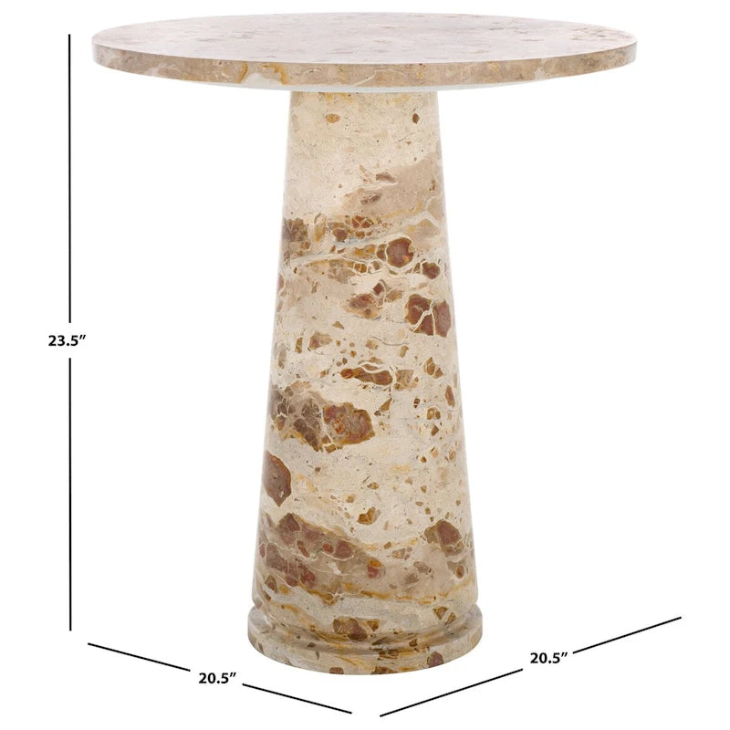 Table d'appoint ronde haute en marbre - 56 cm L x 53 cm P x 61 cm H - 56x53x61