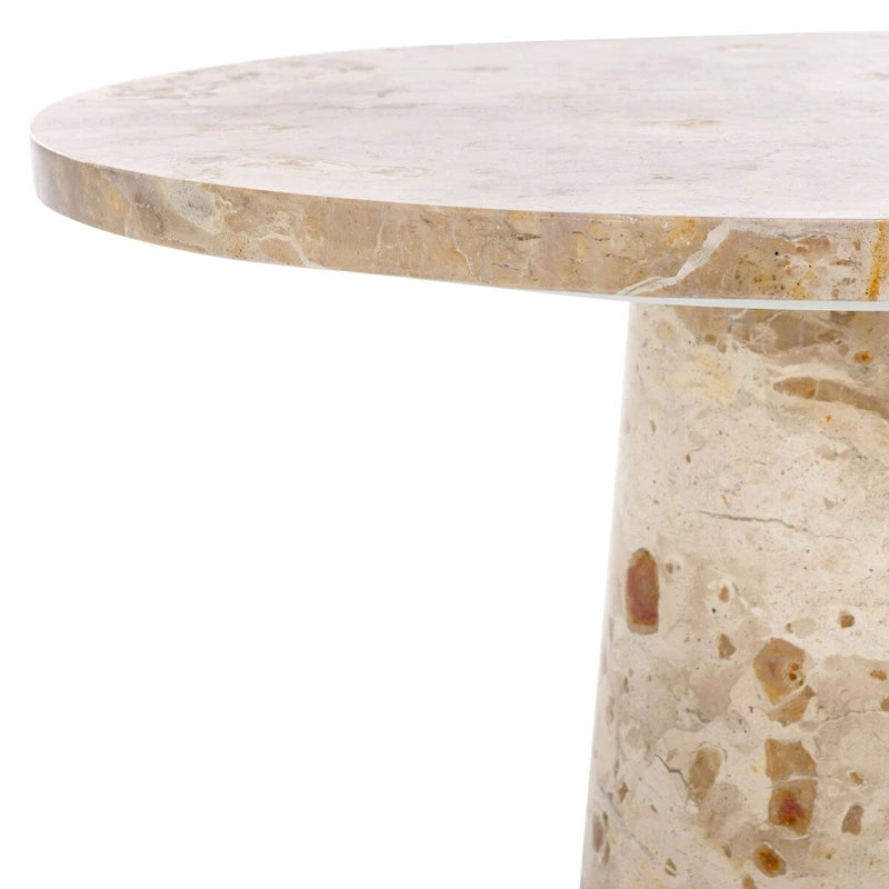 Table d'appoint ronde haute en marbre - 56 cm L x 53 cm P x 61 cm H - 56x53x61