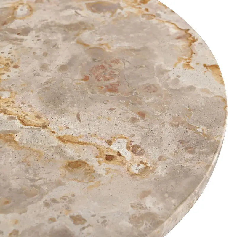 Table d'appoint ronde haute en marbre - 56 cm L x 53 cm P x 61 cm H - 56x53x61