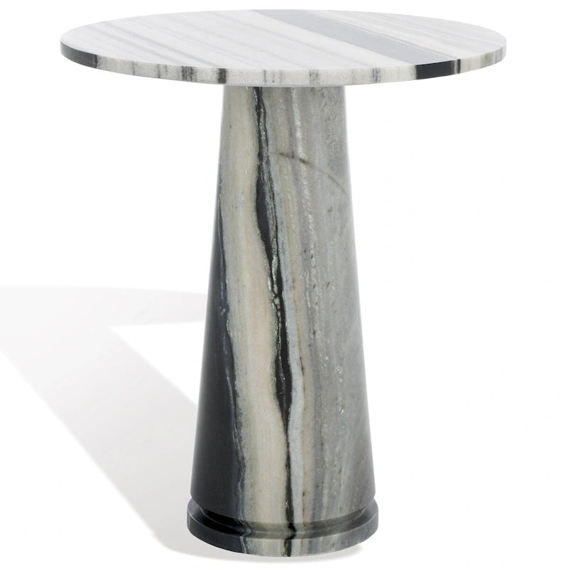 Table d'appoint ronde haute en marbre - 56 cm L x 53 cm P x 61 cm H - 56x53x61
