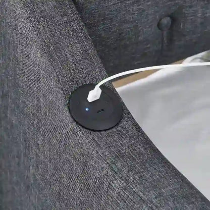 Lit de repos en lin de taille double avec lit gigogne de taille double et port de charge USB