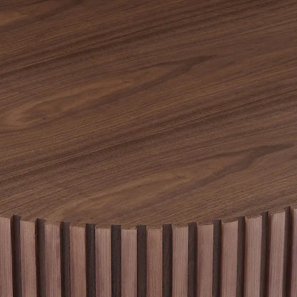 Table basse ronde en noyer noir contemporain moderne avec piédestal robuste, non assemblée