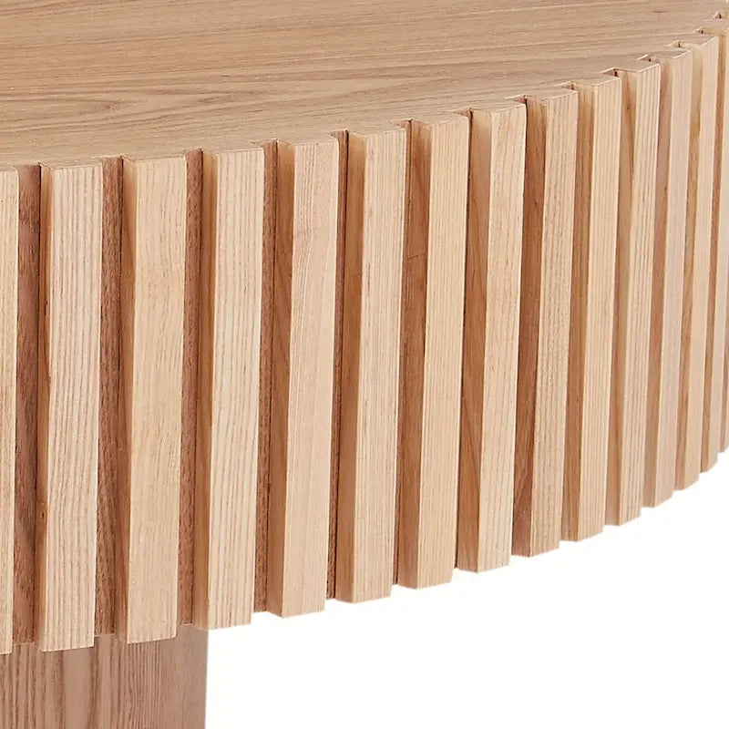 Table basse ronde en noyer noir contemporain moderne avec piédestal robuste, non assemblée