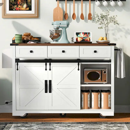 53,5Îlot de cuisine de style champêtre avec prise électrique