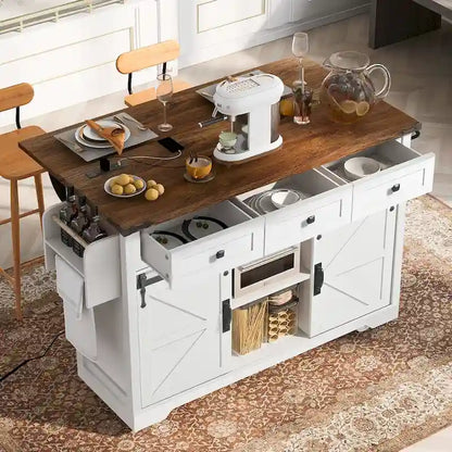 53,5Îlot de cuisine de style champêtre avec prise électrique