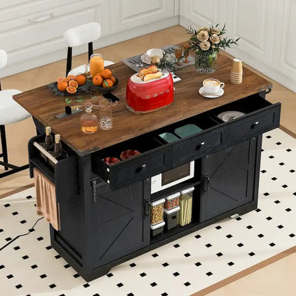 53,5Îlot de cuisine de style champêtre avec prise électrique