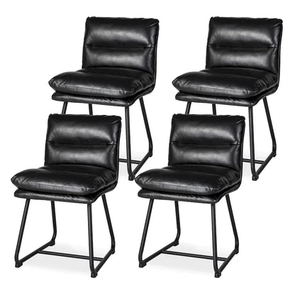Lot de 2/4 chaises de salle à manger modernes en cuir PU épais avec pieds en métal