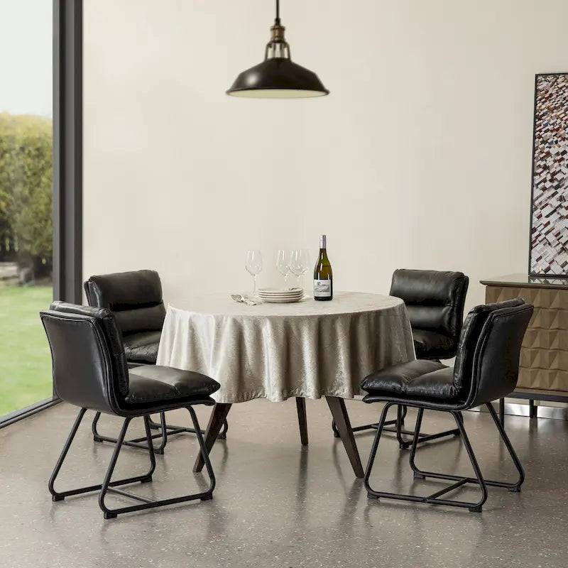 Lot de 2/4 chaises de salle à manger modernes en cuir PU épais avec pieds en métal
