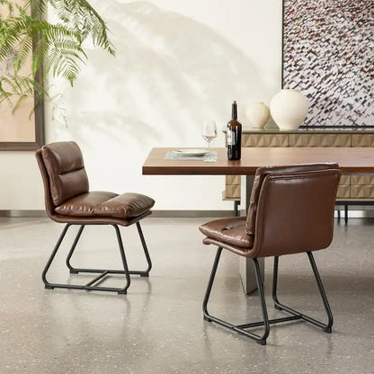 Lot de 2/4 chaises de salle à manger modernes en cuir PU épais avec pieds en métal