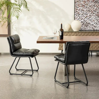 Lot de 2/4 chaises de salle à manger modernes en cuir PU épais avec pieds en métal