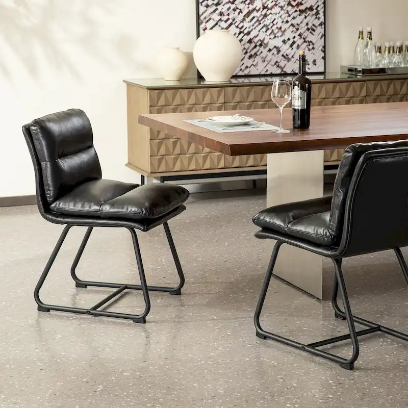 Lot de 2/4 chaises de salle à manger modernes en cuir PU épais avec pieds en métal