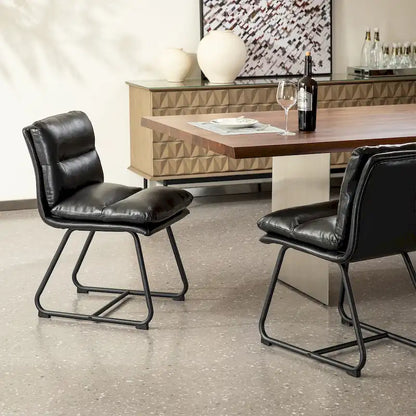 Lot de 2/4 chaises de salle à manger modernes en cuir PU épais avec pieds en métal