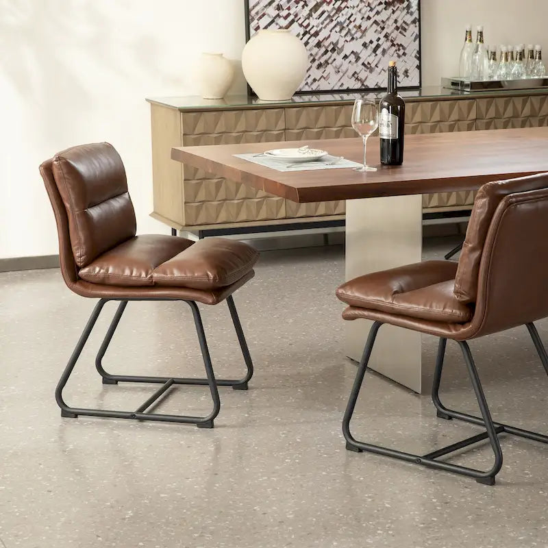 Lot de 2/4 chaises de salle à manger modernes en cuir PU épais avec pieds en métal