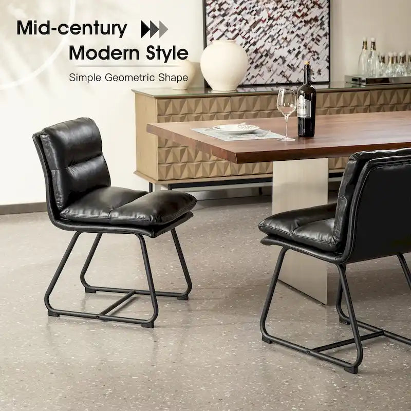 Lot de 2/4 chaises de salle à manger modernes en cuir PU épais avec pieds en métal
