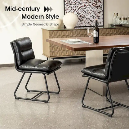 Lot de 2/4 chaises de salle à manger modernes en cuir PU épais avec pieds en métal