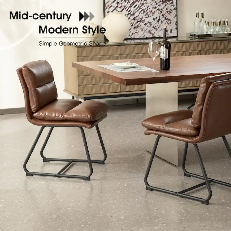 Lot de 2/4 chaises de salle à manger modernes en cuir PU épais avec pieds en métal