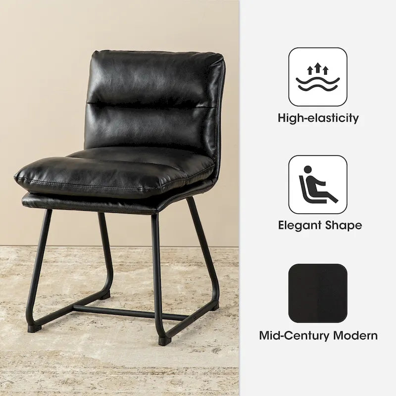 Lot de 2/4 chaises de salle à manger modernes en cuir PU épais avec pieds en métal