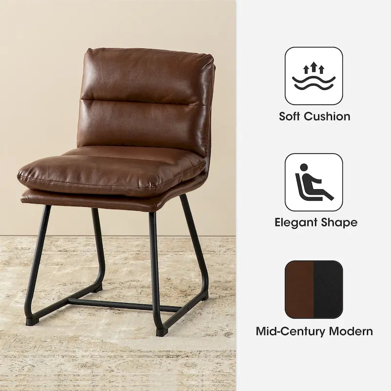 Lot de 2/4 chaises de salle à manger modernes en cuir PU épais avec pieds en métal