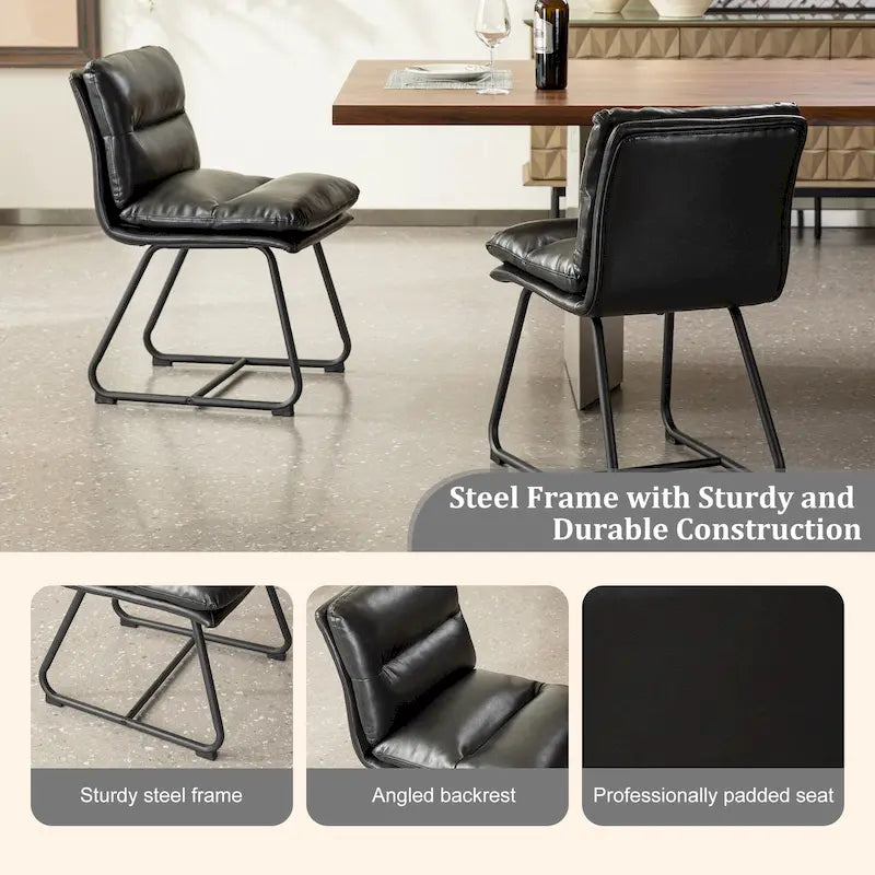 Lot de 2/4 chaises de salle à manger modernes en cuir PU épais avec pieds en métal