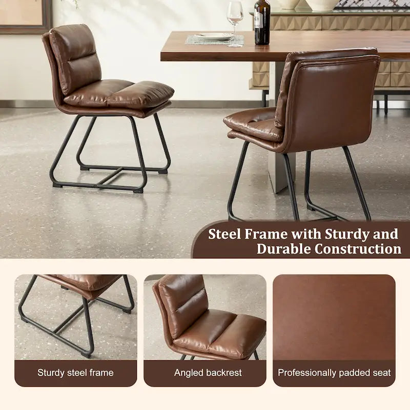 Lot de 2/4 chaises de salle à manger modernes en cuir PU épais avec pieds en métal