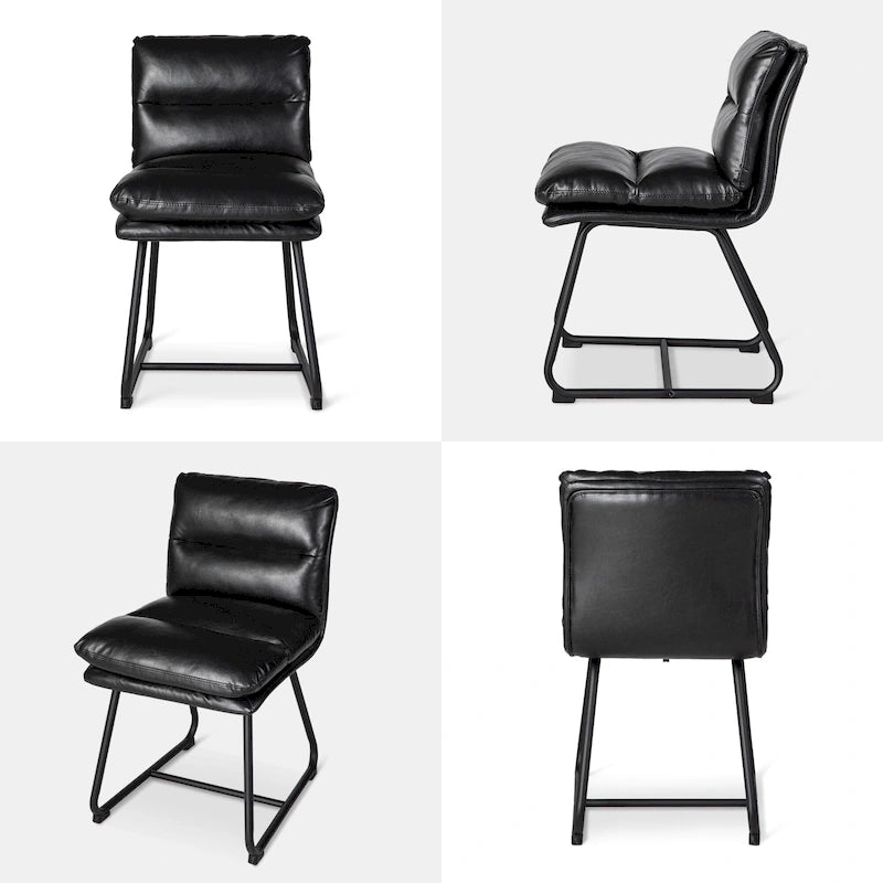 Lot de 2/4 chaises de salle à manger modernes en cuir PU épais avec pieds en métal