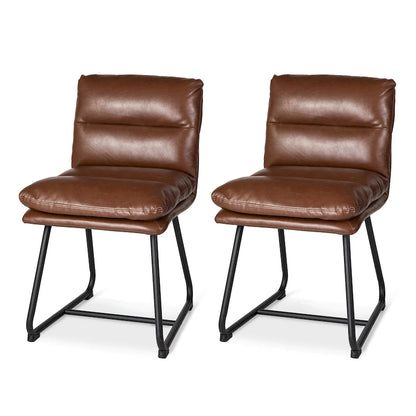 Lot de 2/4 chaises de salle à manger modernes en cuir PU épais avec pieds en métal