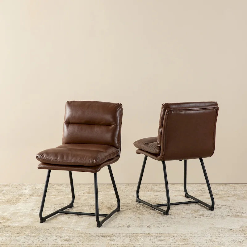 Lot de 2/4 chaises de salle à manger modernes en cuir PU épais avec pieds en métal