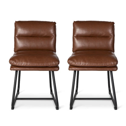 Lot de 2/4 chaises de salle à manger modernes en cuir PU épais avec pieds en métal