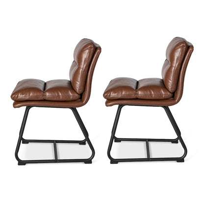 Lot de 2/4 chaises de salle à manger modernes en cuir PU épais avec pieds en métal