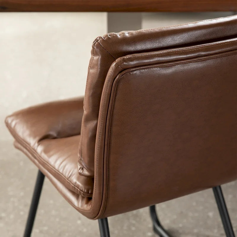Lot de 2/4 chaises de salle à manger modernes en cuir PU épais avec pieds en métal