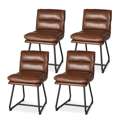 Lot de 2/4 chaises de salle à manger modernes en cuir PU épais avec pieds en métal