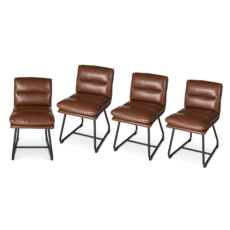 Lot de 2/4 chaises de salle à manger modernes en cuir PU épais avec pieds en métal