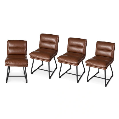 Lot de 2/4 chaises de salle à manger modernes en cuir PU épais avec pieds en métal