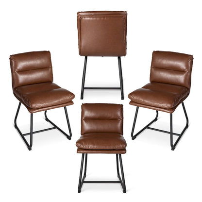 Lot de 2/4 chaises de salle à manger modernes en cuir PU épais avec pieds en métal