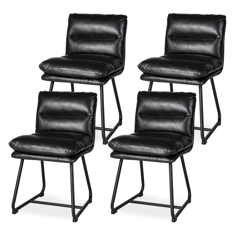 Lot de 2/4 chaises de salle à manger modernes en cuir PU épais avec pieds en métal