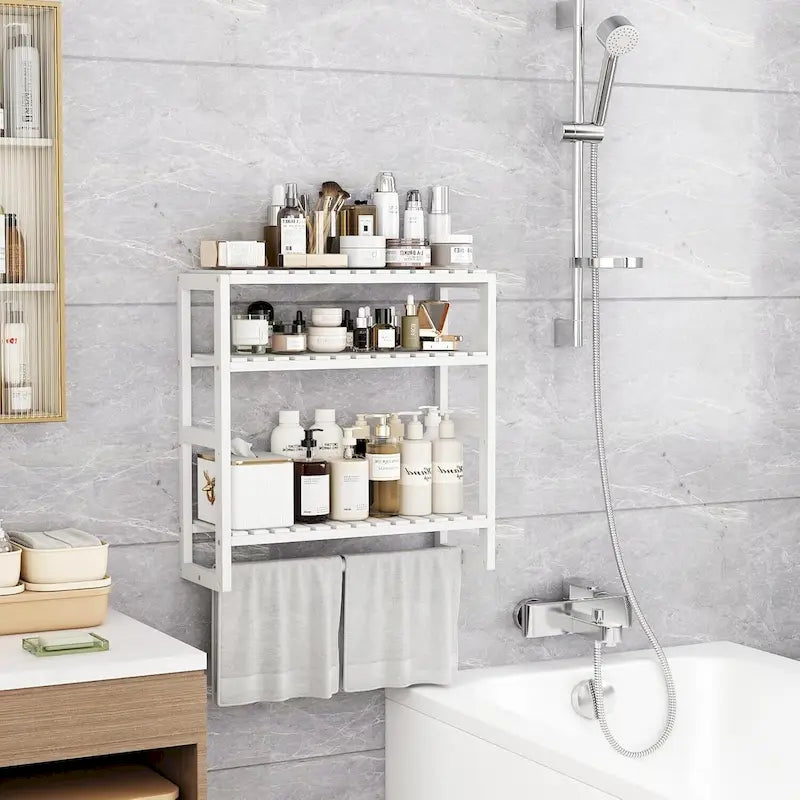 Étagères flottantes de salle de bain en bambou à 3 niveaux